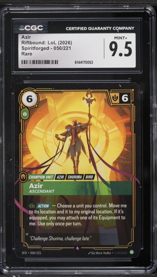 2026 Riftbound League Of Legends Spiritforged Azir #050 CGC 9.5 MINT+
