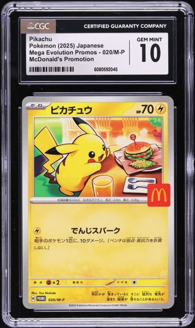 2025 Pokemon Japanese SV Mega Evolution McDonald's Promo Pikachu #20 CGC 10 GEM