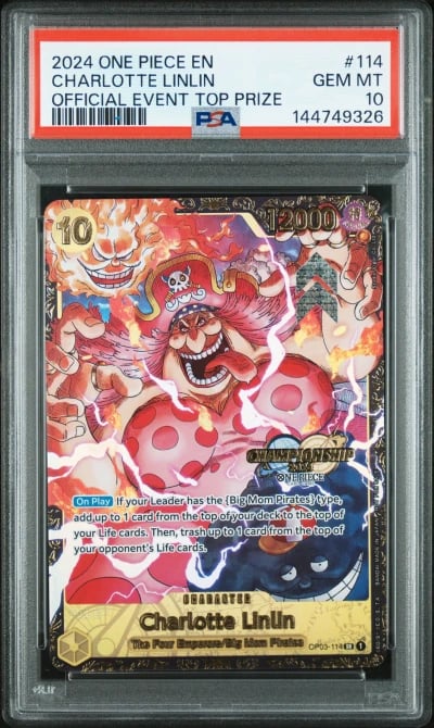 2024 ONE PIECE PROMOS 114 CHARLOTTE LINLIN OFFICIAL EVENT TOP PRIZE PSA 10