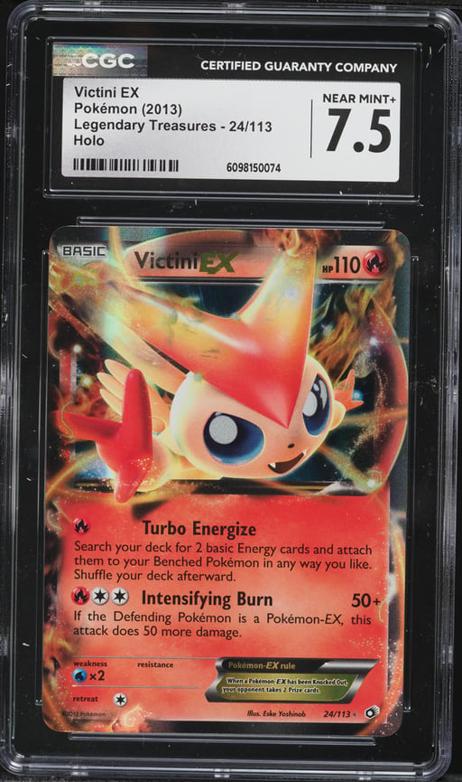 2013 Pokemon Black & White Legendary Treasures Holo Victini EX #24 CGC 7.5 NRMT+