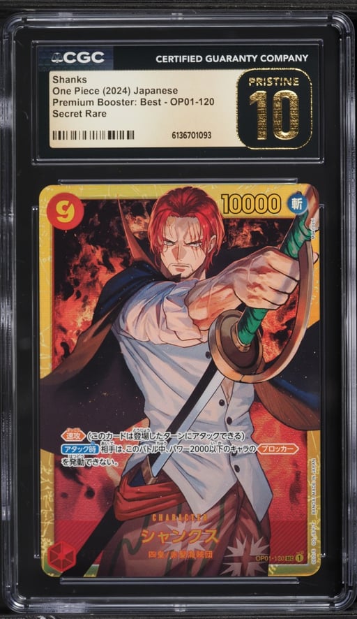 2024 One Piece Japanese Premium Booster Best SEC Shanks #OP01-120 CGC 10 PRISTINE