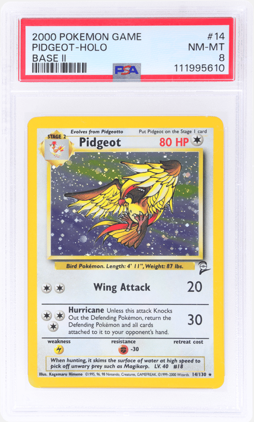 2000 Pokemon Base Set 2 Holo Pidgeot #14 PSA 8