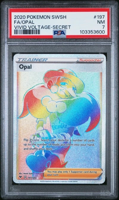 2020 POKEMON SWORD & SHIELD VIVID VOLTAGE SECRET #197 FULL ART/OPAL PSA 7