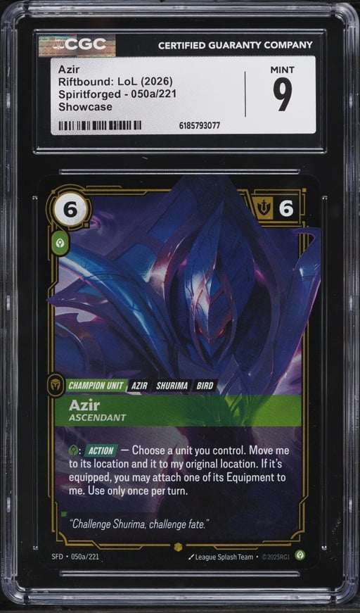 2026 Riftbound League Of Legends LoL Spiritforged Azir #50a CGC 9 MINT