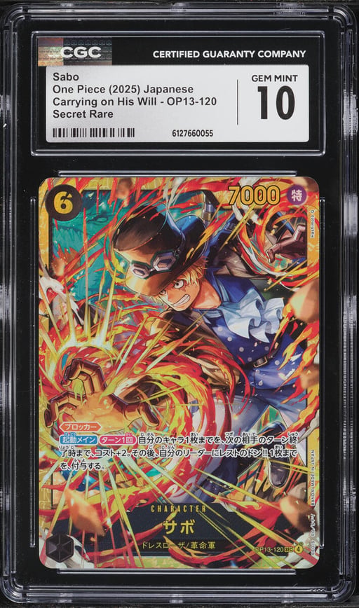 2025 One Piece Japanese Carrying On His Will SEC Sabo #OP13-120 CGC 10 GEM MINT