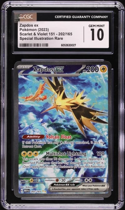 2023 Pokemon Scarlet & Violet 151 SIR Zapdos EX #202 CGC 10 GEM MINT