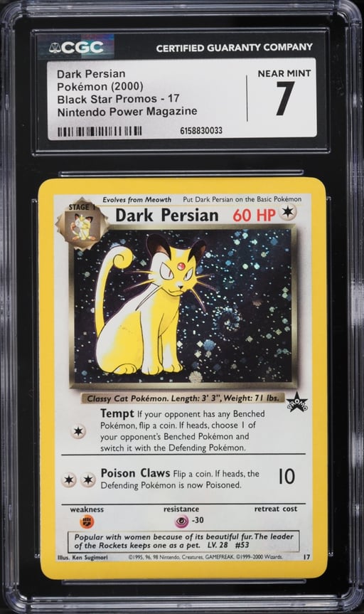 2000 Pokemon Black Star Promo Nintendo Power Magazine Holo Dark Persian #17 CGC 7 NRMT