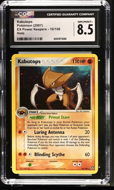 CGC 8.5 Kabutops 2007 EX Power Keepers 10/108 Holo SWIRL Pokemon Card