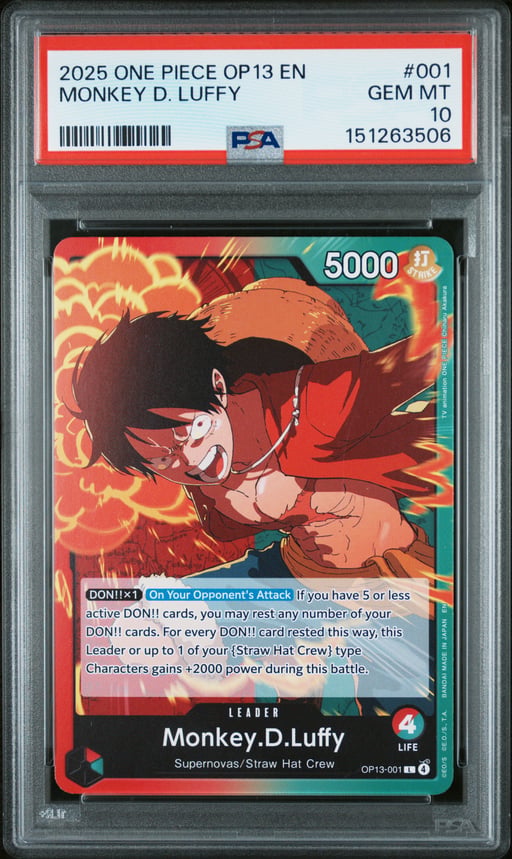 2025 ONE PIECE OP13-CARRYING ON HIS WILL 001 MONKEY D. LUFFY PSA 10