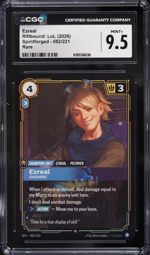 2026 Riftbound League Of Legends LoL Spiritforged Ezreal #82 CGC 9.5 MINT+