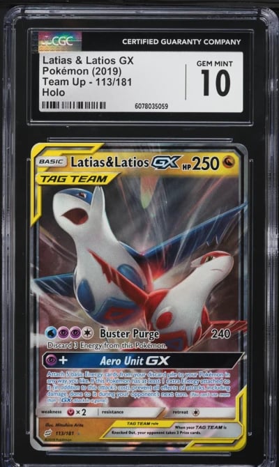 2019 Pokemon SM Team Up Full Art Latias & Latios GX #113 CGC 10 GEM MINT