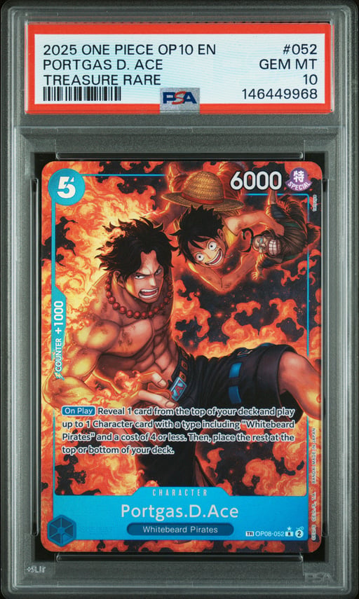 2025 ONE PIECE OP10-ROYAL BLOOD 052 PORTGAS D. ACE TREASURE RARE PSA 10