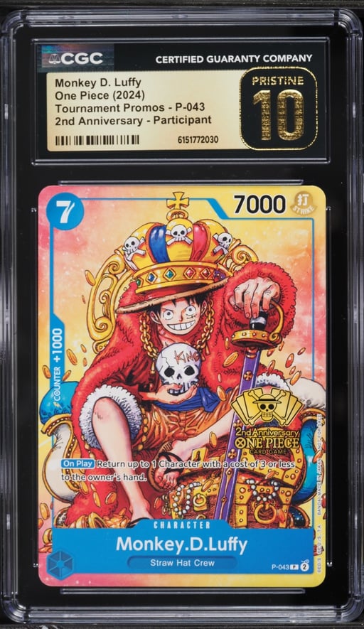 2024 One Piece Promo 2nd Anniversary Participant Alt Art Monkey D. Luffy #P-043 CGC 10 PRISTINE