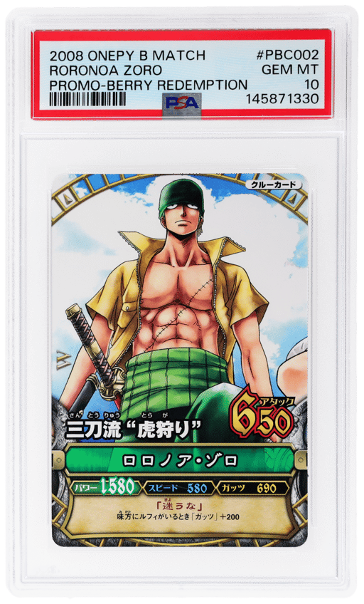 2008 One Piece Onepy Berry Match Promo Berry Redemption Roronoa Zoro #PBC002 PSA 10