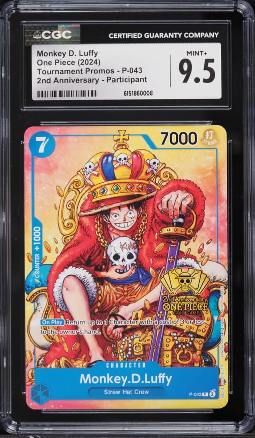 2024 One Piece Promo 2nd Anniversary Participant Monkey D. Luffy #P-043 CGC 9.5 MINT+