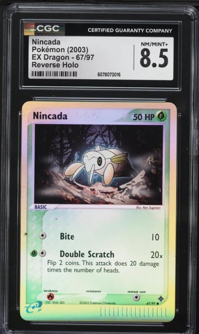 2003 Pokemon EX Dragon Reverse Holo Nincada #67 CGC 8.5 NM-MT+