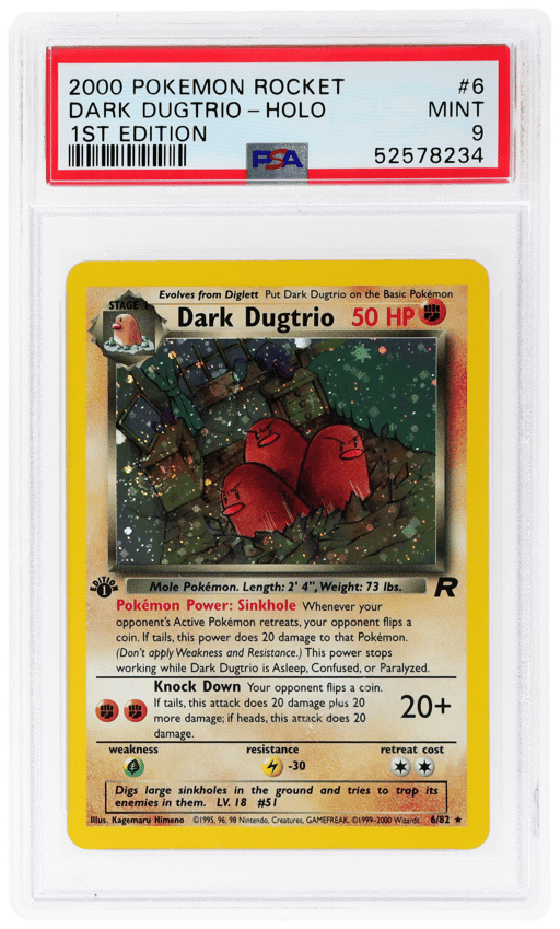 2000 Pokemon Team Rocket 1st Edition Holo Dark Dugtrio #6 PSA 9
