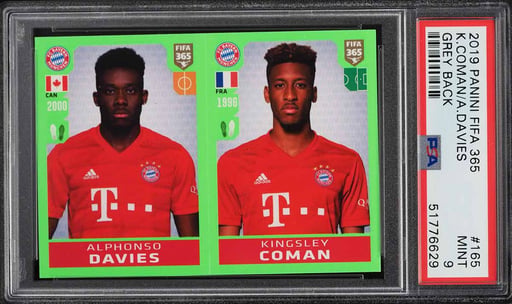 2019 Panini FIFA 365 Gray Back Kingsley Coman & Alphonso Davies #165 PSA 9 MINT