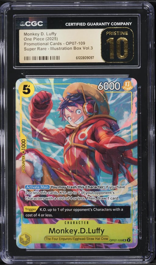 2025 One Piece Promo Cards Illustration Vol.3 SR Monkey D. Luffy #OP07-109 CGC 10 PRISTINE