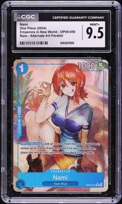 2024 One Piece Emperors In The New World Alt Art Nami #OP09-050 CGC 9.5 MINT+