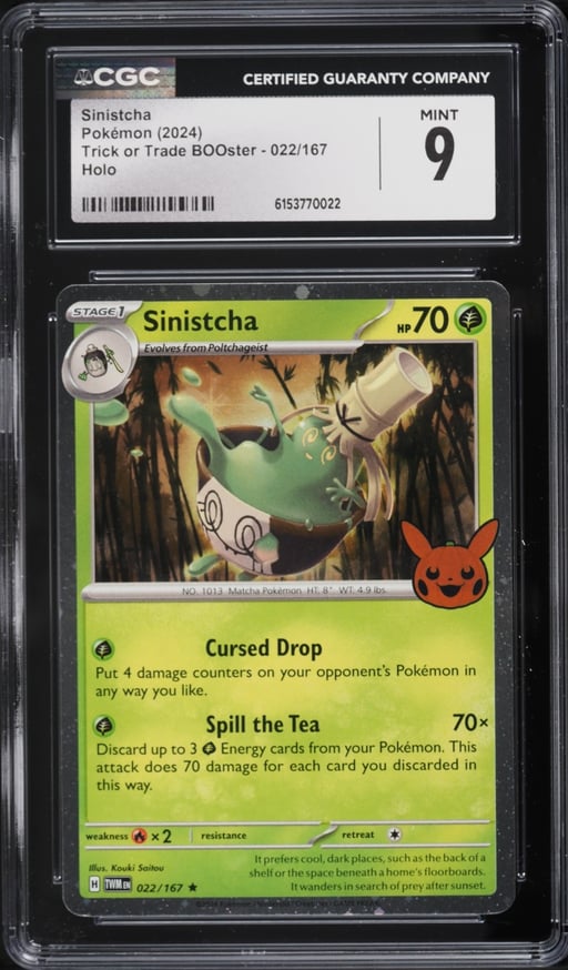 2024 Pokemon SV Trick Or Trade BOOster Holo Sinistcha #022 CGC 9 MINT