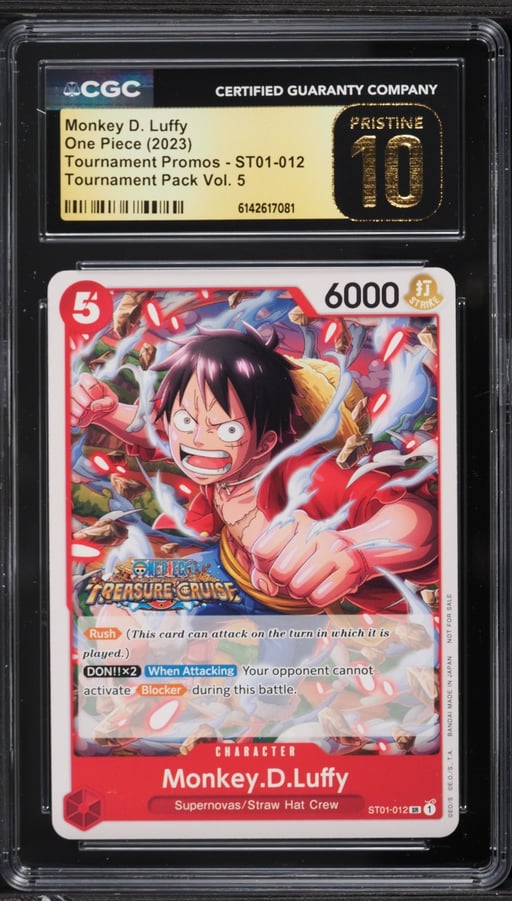 2023 One Piece Promo Tournament Pack Vol. 5 SR Monkey D. Luffy #ST01-012 CGC 10 PRISTINE