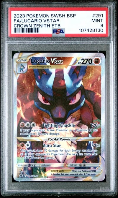 2023 POKEMON SWSH BLACK STAR PROMO #291 FULL ART/LUCARIO VSTAR PSA 9