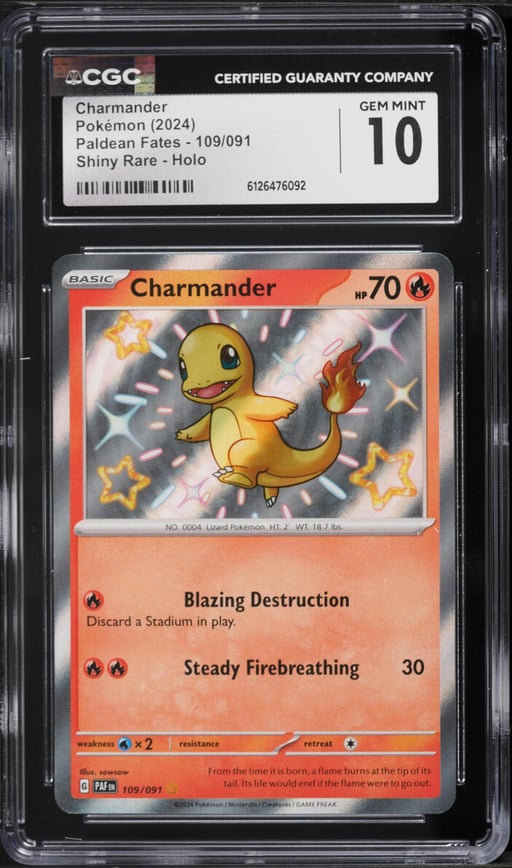2024 Pokemon Scarlet & Violet Paldean Fates Shiny Rare Charmander #109 CGC 10 GEM MINT