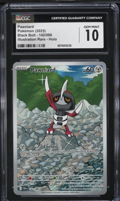 2025 Pokemon Scarlet & Violet Black Bolt IR Pawniard #142 CGC 10 GEM MINT