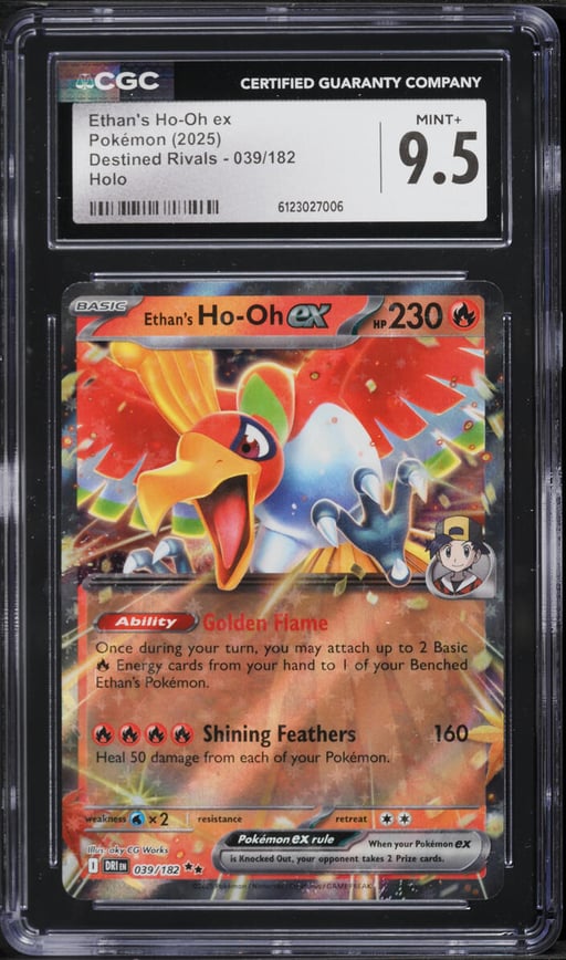 2025 Pokemon Scarlet & Violet Destined Rivals Ethan's Holo Ho-Oh EX #39 CGC 9.5 MINT+