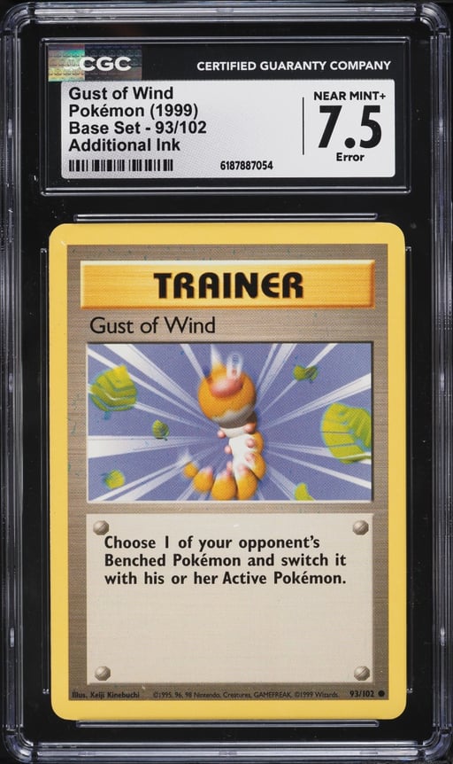 1999 Pokemon Base Set Additional Ink Gust Of Wind #93 CGC 7.5 NRMT+