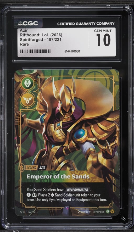 2026 Riftbound League Of Legends Spiritforged Azir #197 CGC 10 GEM MINT