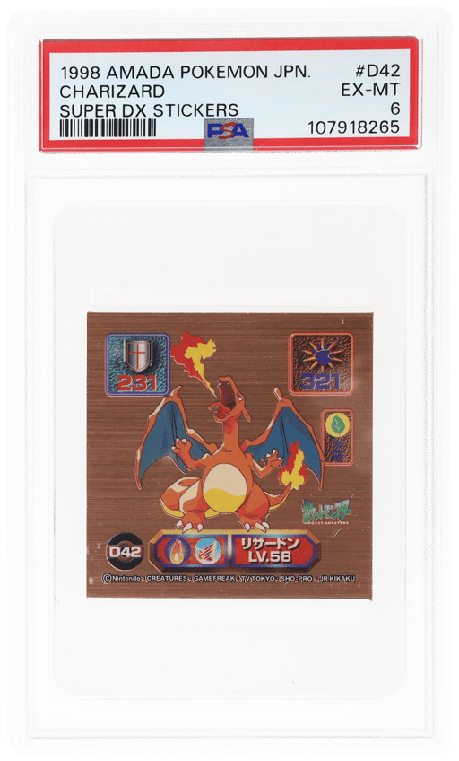 1998 Amada Super Dx Pokemon Stickers Charizard #D42 PSA 6