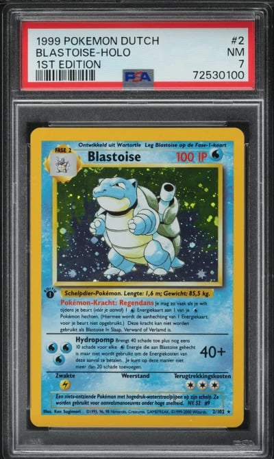 1999 Pokemon Dutch Base Set 1st Edition Holo Blastoise #2 PSA 7 NRMT