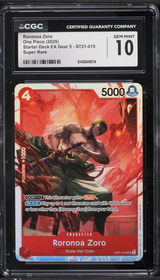 2025 One Piece Starter Deck EX Gear 5 SR Roronoa Zoro #ST21-015 CGC 10 GEM MINT