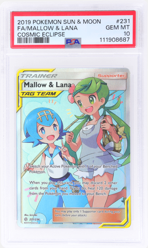 2019 Pokemon Sun and Moon Cosmic Eclipse Lana/Mallow #231 PSA 10