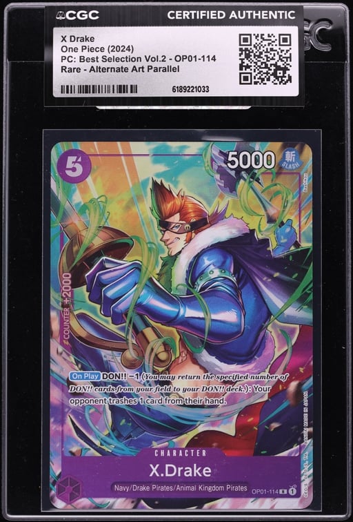 2024 One Piece Premium Best Selection Vol. 2 Alt Art X Drake #OP01-114 CGC AUTH