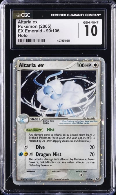 2005 POKEMON EX EMERALD HOLO #90/106 ALTARIA CGC 10 GEM MINT