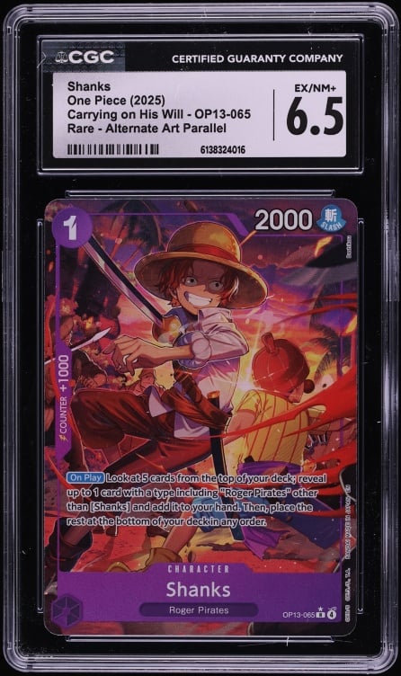2025 One Piece Carrying On His Will Alt Art Shanks #OP13-065 CGC 6.5 EXMT+