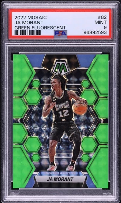 2022 Panini Mosaic Green Fluorescent Ja Morant /10 #82 PSA 9 MINT
