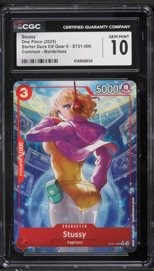 2025 One Piece Starter Deck EX Gear 5 Borderless Alt Art Stussy #ST21-006 CGC 10 GEM MINT