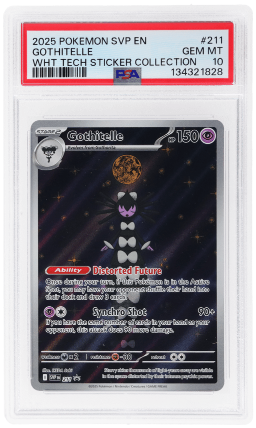 2025 Pokemon Scarlet and Violet Black Star Promo White Flare Tech Sticker Collection Gothitelle #211 PSA 10