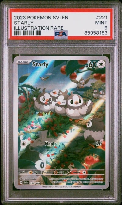 2023 POKEMON SVI EN-SCARLET & VIOLET ILLUSTRATION RARE #221 STARLY PSA 9