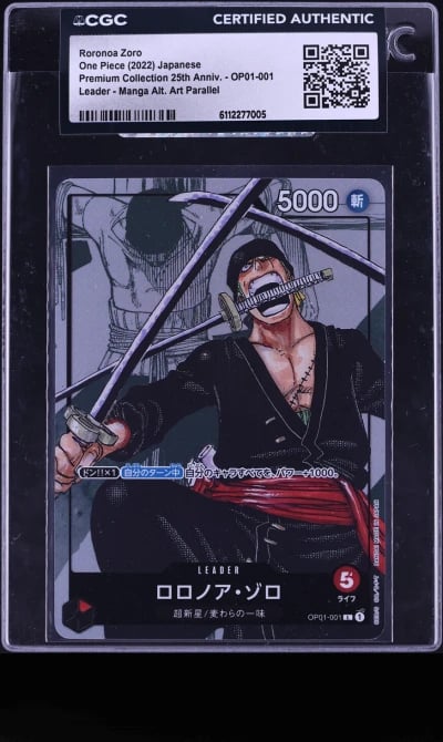 2022 One Piece Japanese Premium 25th Anniversary Manga Art Roronoa Zoro L #OP01-001 CGC AUTH