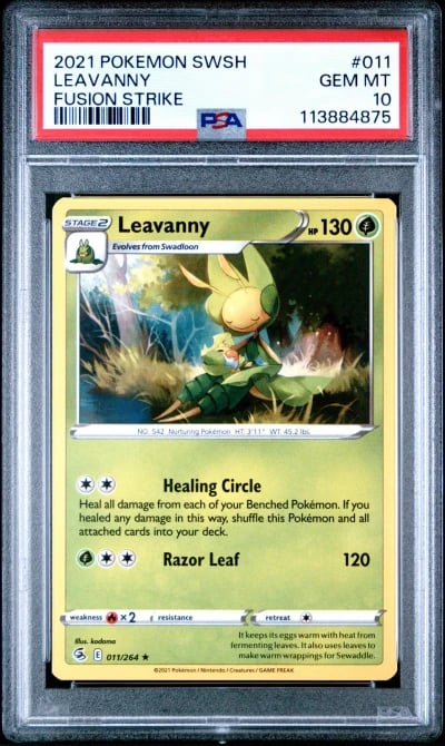2021 POKEMON SWORD & SHIELD FUSION STRIKE #011 LEAVANNY PSA 10