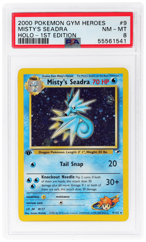 2000 Pokemon Gym Heroes 1st Edition Holo Misty's Seadra #9 PSA 8