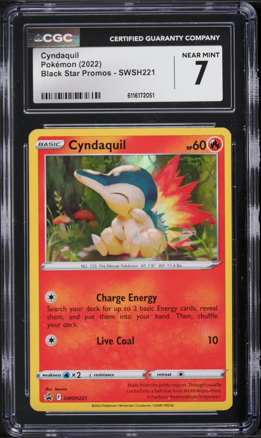 2022 Pokemon Sword & Shield Black Star Promo Cyndaquil #SWSH221 CGC 7 NRMT
