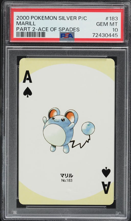 2000 Pokemon Japanese Silver Version Part 2 Playing Cards Ace Of Spades Marill PSA 10 GEM