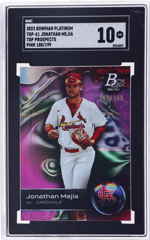 2023 Bowman Platinum Top Prospect Pink Jonathan Mejia #TOP61 180/199 SGC 10