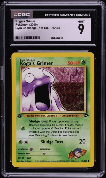 2000 Pokemon Gym Challenge 1st Edition Koga's Grimer #78 CGC 9 MINT